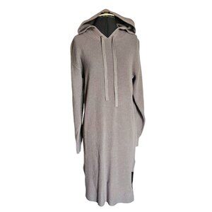 The Drop Claudia‎ knit hoodie dress Midi Dress medium gray split hem new